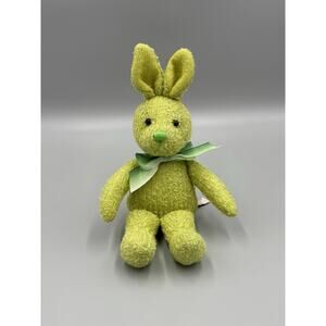 Small Green Bunny Rabbit Plush W/ Ribbon Bow Stuffed Animal Flowers Inc